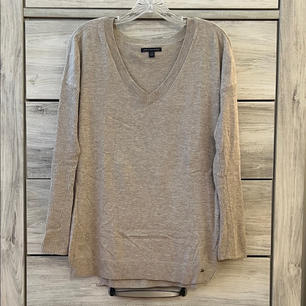 American Eagle Beige V-Neck Sweater